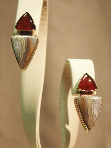 Earrings: Carnelian agate, 14K gold