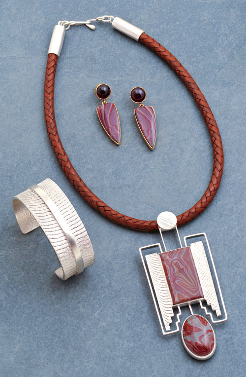 Cuttlebone Cast Sterling with Jasper and 18K Gold - Set, © Copyright Althea Cajero, CajeroFineArt.com