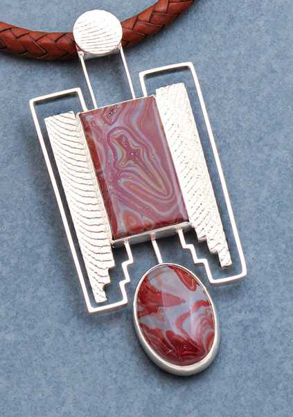 Cuttlebone Cast Sterling with Jasper - Necklace Pendant Detail © Copyright Althea Cajero, CajeroFineArt.com