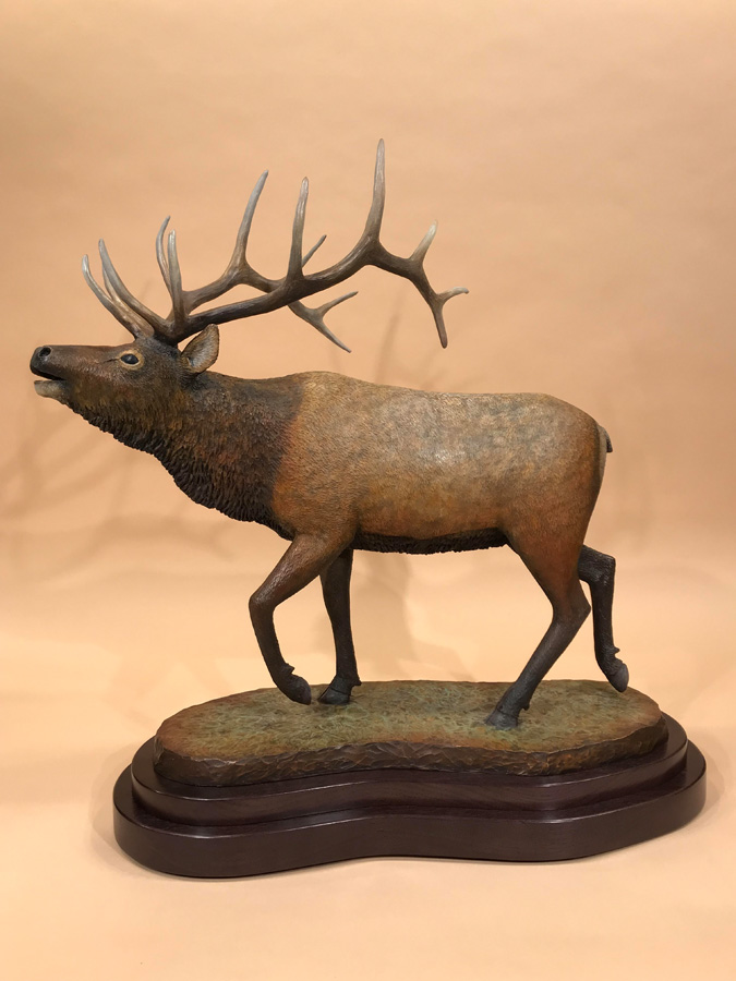 Sounds of the Fall - The Bull Elk - Bronze statue by Joe Cajero